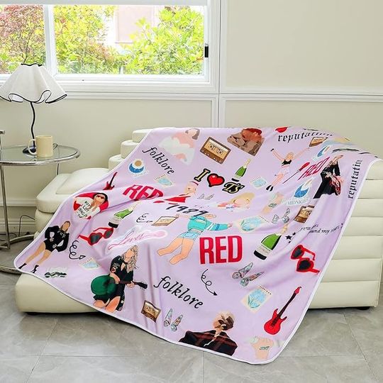 Pink Eras Tour Swift Fleece Blanket, Eras Tour Blanket, Fan Party Blanket, Christmas Gift , Birthday Merch Midnight 1989