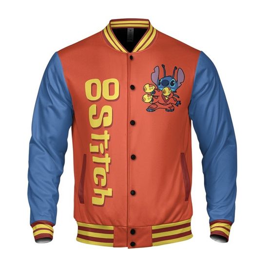 Custom Stitch Fun Baseball Jacket, Matching Baseball Team Outfit, Disney Stitch Varsity Jacket