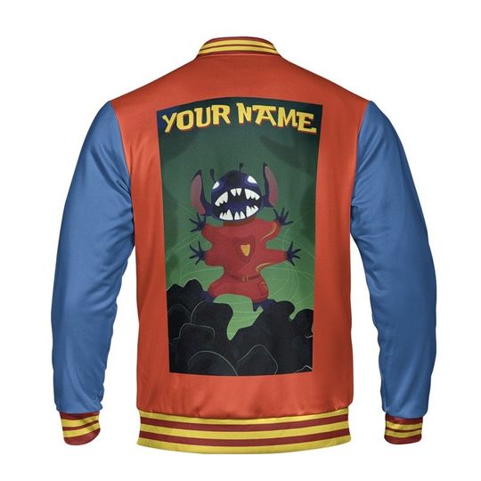 Custom Stitch Fun Baseball Jacket, Matching Baseball Team Outfit, Disney Stitch Varsity Jacket