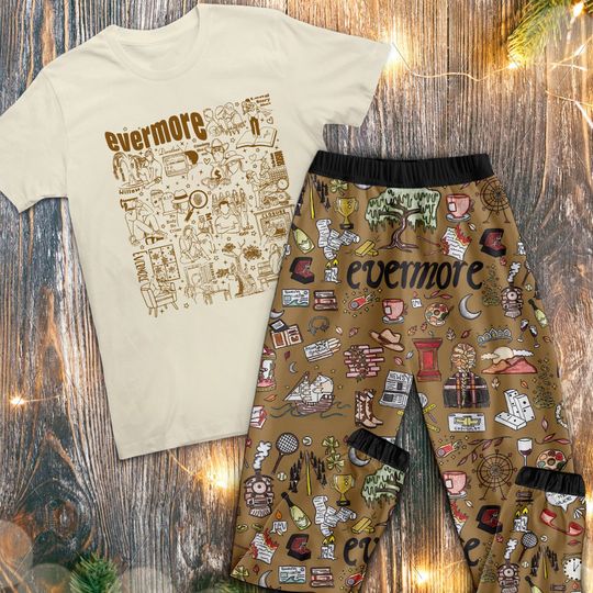 Evermore Pajamas Set, Eras Tour 2023 Shirt Pajamas Set