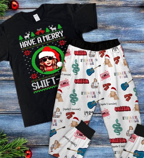 Have A Merry Swiftmas Pajamas Set, Tayl0r Eras Tour Pajamas Set, Christmas Pajamas Set