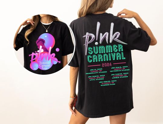 P!nk Pink Singer Zomer Carnaval UK 2024 Festival Tour T shirt