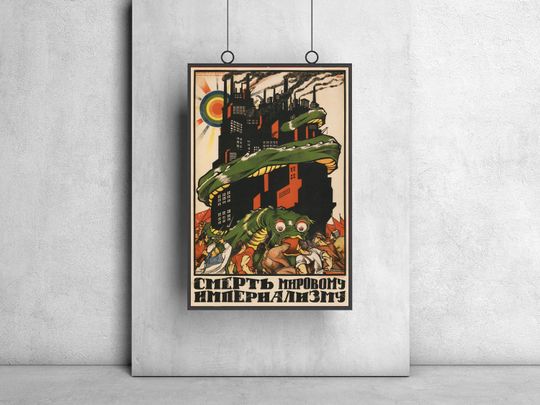 Death to World Imperialism Poster Print 1919, Vintage Propaganda Poster