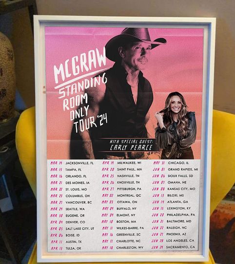 Tim McGraw 2024 Tour Standing Room Only Poster