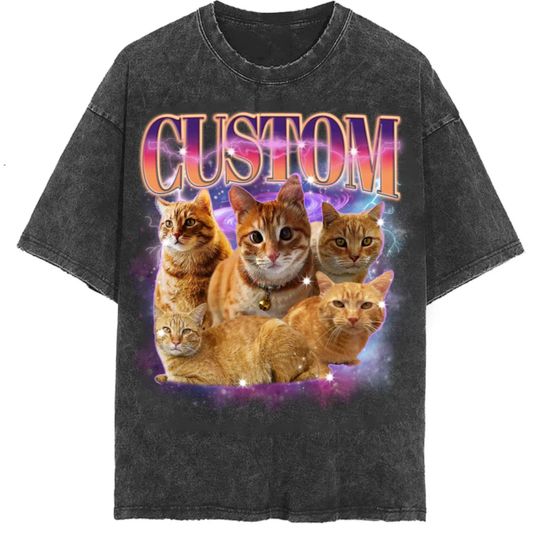 Custom Your Pet Bootleg Shirt, Retro Collage Cat Shirt, Custom Pet Shirt