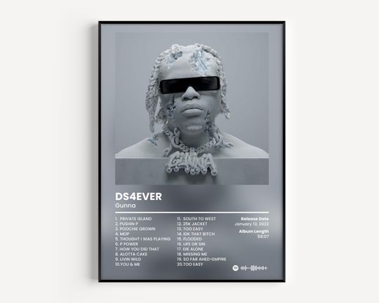 Gunna Cover Poster, Honestly DS4EVER Print, Classics Rap Poster