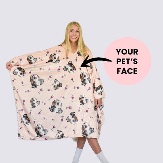 Custom Pet Blanket Hoodie, Dog Mom Gift Idea, Dog Mom Hoodie