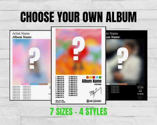 Choose Your Own Album Poster, Custom Album Poster, Music Gift Ideas