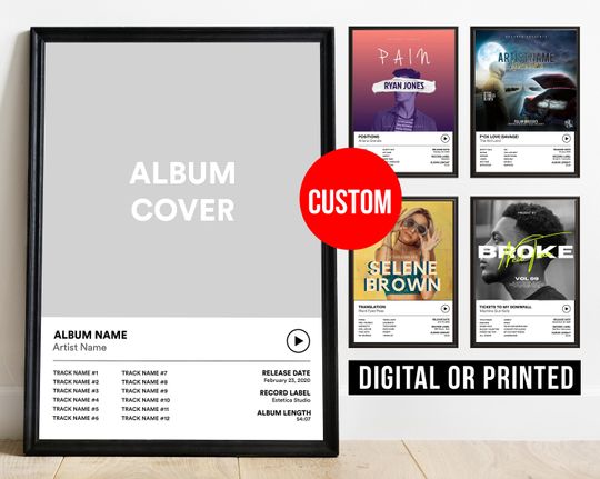 Custom Album Cover Poster Print Custom Wall Art Personalized Music App Poster