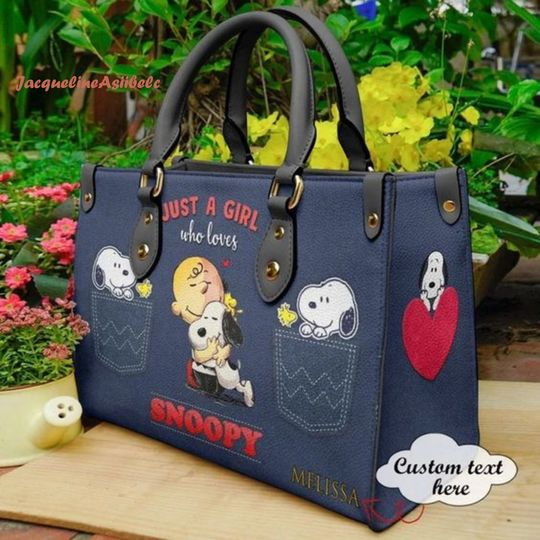 Snoopy Custom name leather bag