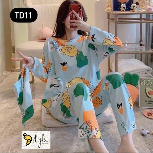Yellow Duck Pajama Set, Cartoon Pajamas, Cute Sleepwear