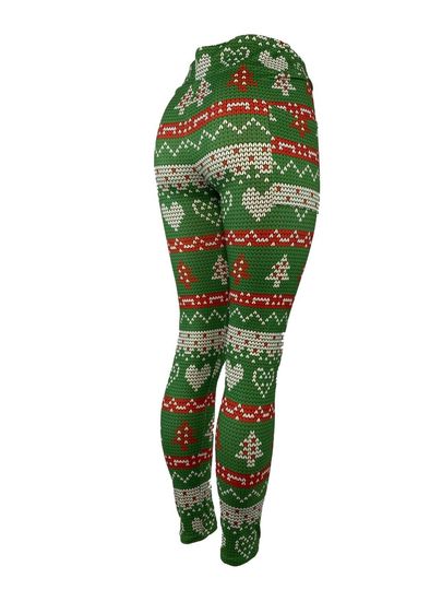 Crochet Sweater Style Christmas Leggings