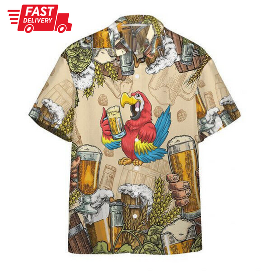 Parrot And Beer 3D HAWAII SHIRT Mother Day Gift