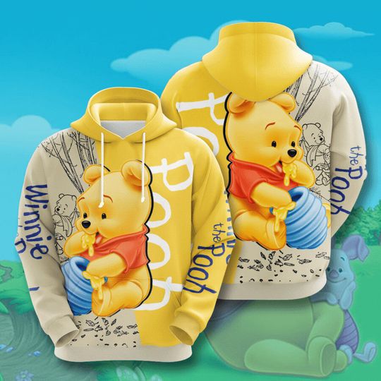 Winnie The Pooh Eating Honey Love Pooh Bear Fans 3D HOODIE