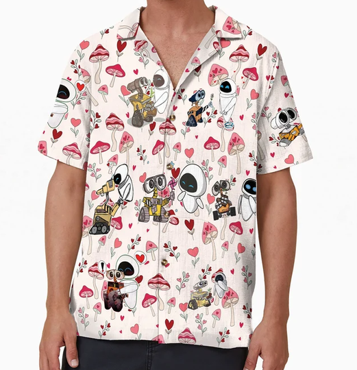 Wall-E And Eve Hawaiian Shirt, Wall E Couple Shirt, Valentine'S Day Gift
