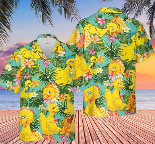 Big Bird Summer Beach Trip Family Hawaiian Shirt, 3D Hawaiian Aloha Shirt