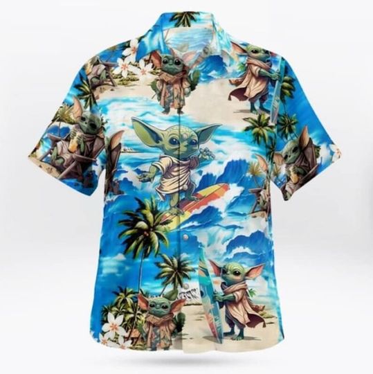 Yoda Star Wars Movie Surfing Summer Beach Hawaiian Shirt