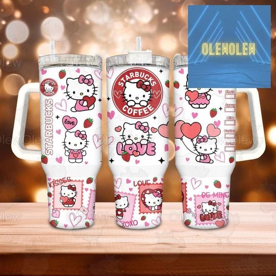Hello Kitty Tumbler, Hello Kitty Coffee Tumbler 40oz, Hello Kitty Tumbler For Couple