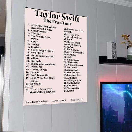 Taylor March 17, 2023 Setlist Poster, Wall Art