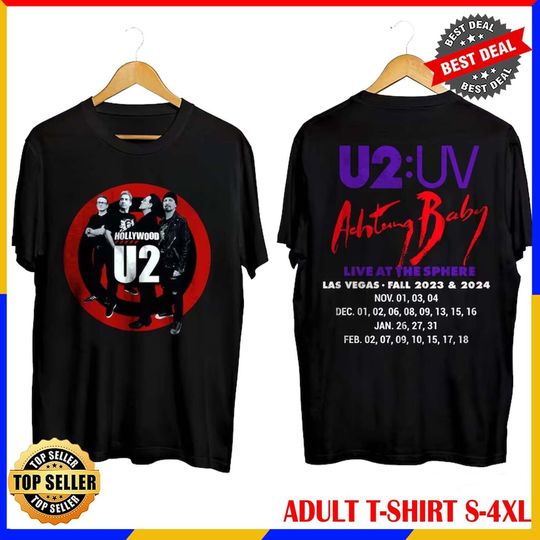 U2 Achtung Baby Live at Sphere Las Vegas 2023 2024 Concert Tour Rock T-Shirt