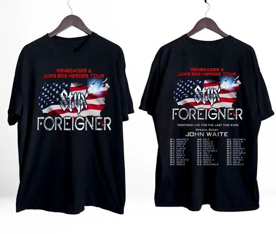 Foreigner and Styxs Tour 2024 Black T-shirt Gift For Fan