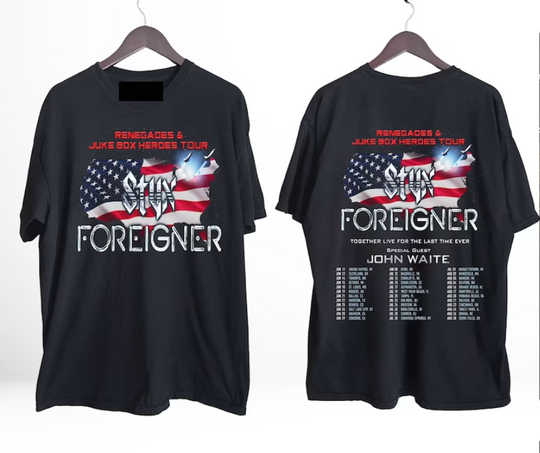 Foreigner 2024 Tour Shirt, Styxs 2024 Tour , Foreigner and Styxs Tour Shirt