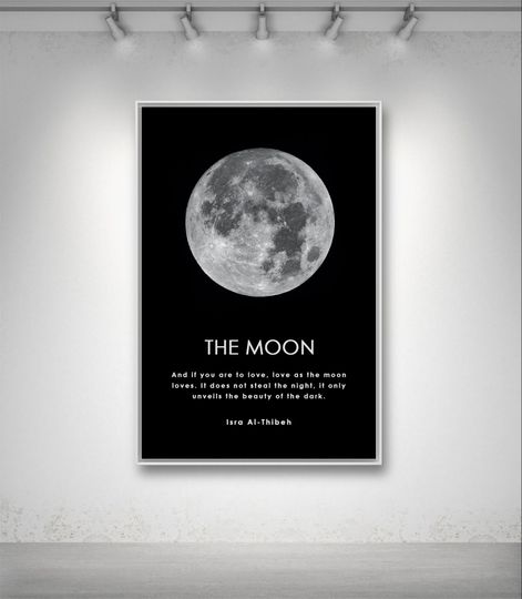 Moon Print, Moon Poster, Night Wall Art, Quote Poster