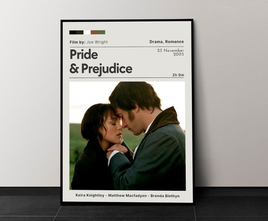 Pride & Prejudice Movie Poster, Movie Wall Decor, Minimalist Movie Poster