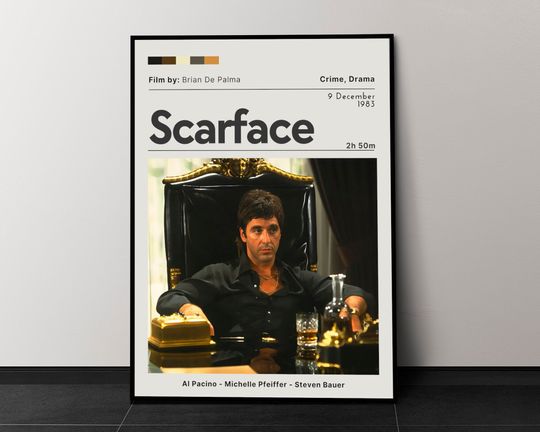 Scarface Movie Poster, Movie Wall Decor, Minimalist Movie Poster