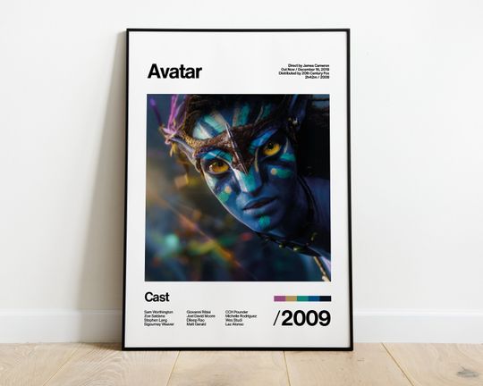 Avatar - 2009 - Movie Artwork White Print Vintage Poster
