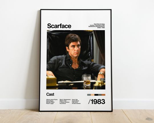 Scarface - 1983 - Al Pacino - Movie Artwork White Print Poster