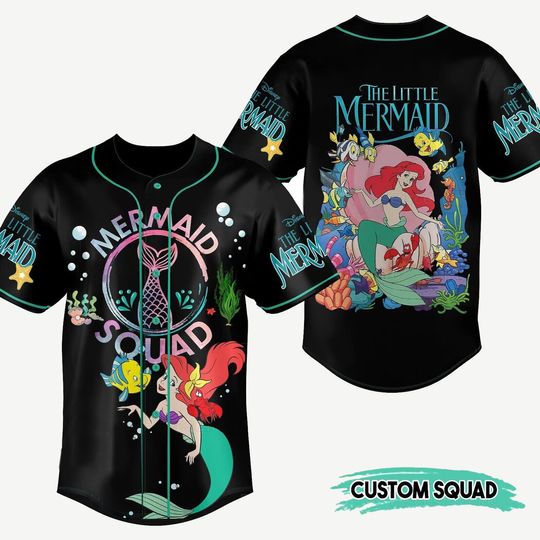Mermaid Squad Ariel Princess Lovers Baseball Jersey Shirt