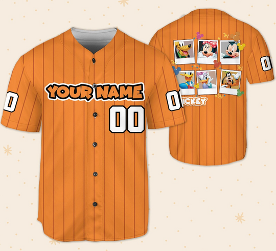 Personalized Mickey And Friends Take Photos Baseball Jersey Shirt