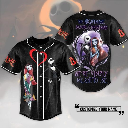 Personalized Jack & Sally We're Simply Meant To Be Baseball Jersey Shirt