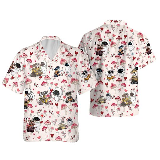 Happy Valentine's Day Wall-E And Eve Couple Love Season Hawaiian Shirt