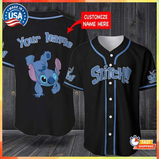 Custom Name Stitch Baseball Jersey 3D