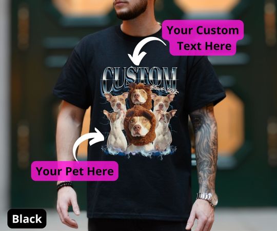 Pet Custom Vintage Graphic Shirt, Custom Bootleg Rap Tee Dog, Bootleg Rap T Shirt