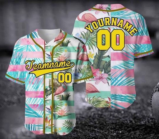 Flamingo Jersey, Custom Kid Baseball Jersey Shirt,Custom