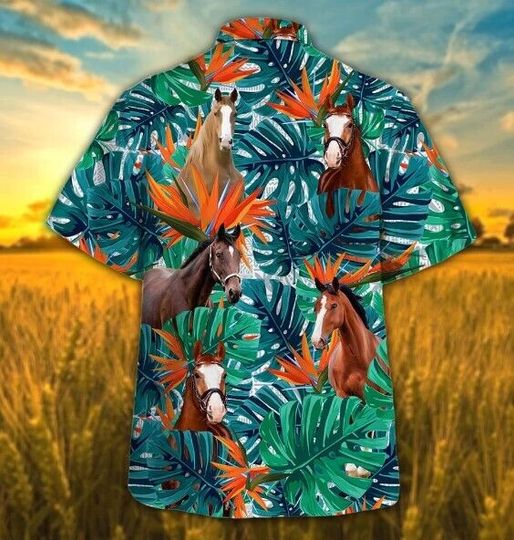 Hawaiian Shirt For Horse Lovers, Summer Party,  Horse Tropical Hawaiian Shirt