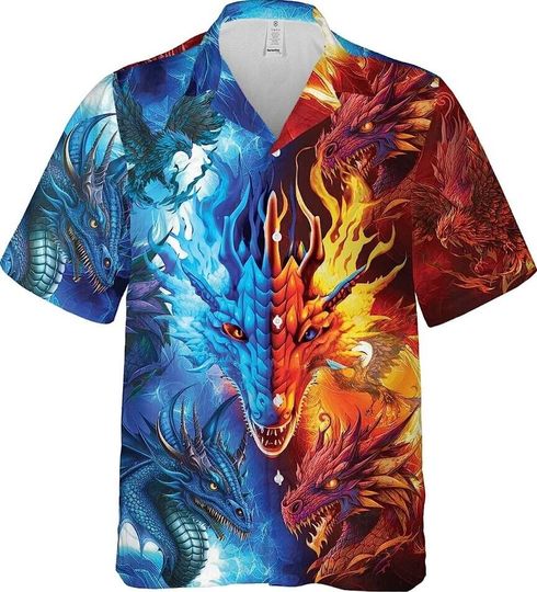 Dragon Hawaiian Shirt,Dragon Beach Shirt,Dragon Summer Shirt,Vacation Shirt Gift