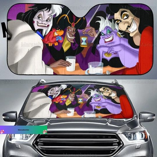 Disney Villains Auto Sunshade, Villains Car Windshield, Bad Witches Sun Shade