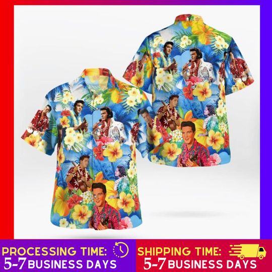 Elvis Presley Blue 3D Hawaiian Shirt