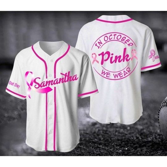Custom In October We Wear Pink Baseball Jersey