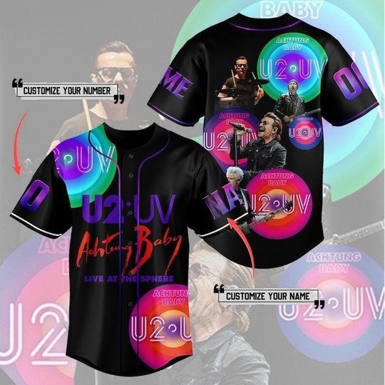 Personalized U2 Band Achtung Baby Baseball Jersey, U2 Live At Sphere Tour Shirt