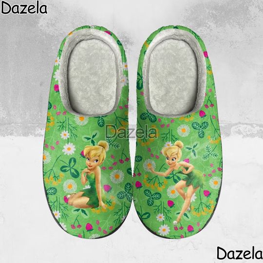 Tinker Bell Cozy Unisex Winter Slippers, Tinker Bell Winter Shoes