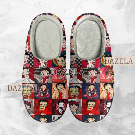 Betty Boop Cozy Unisex Winter Slippers, Betty Boop Winter Shoes