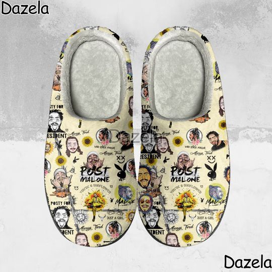 Post Malone Cozy Unisex Winter Slippers, Post Malone Music Winter Shoes