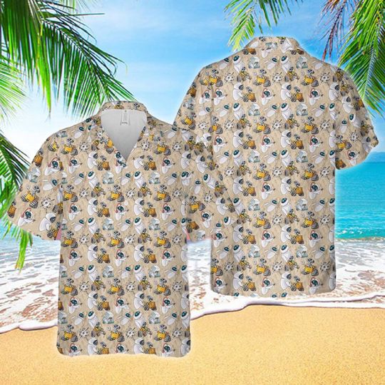 Robot Lovers Hawaii Beach Shirt, Robot Button Up Shirt