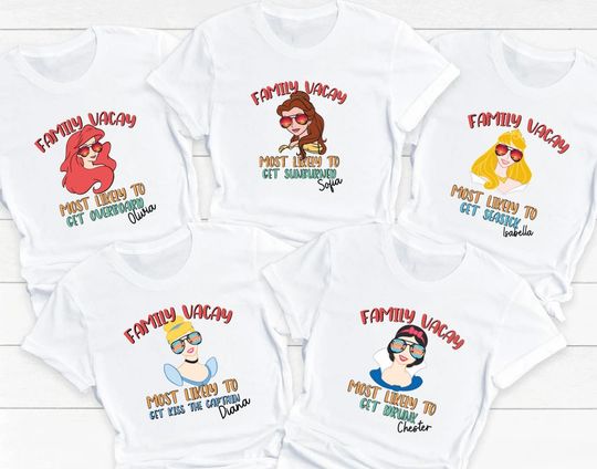 Personalized Disney Princess Vacation T-Shirt, Family Matching Shirt, Disney Vacation Shirt