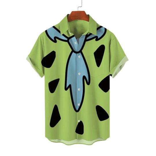 Funny Fred Flintstone Cartoon Outfit Hawaiian Button Up Shirt